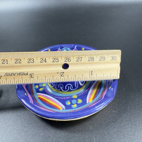 Mexico Hand Painted Dish Ashtray Trinket Holder Hat Shaped Folk Art Decorative - Picture 4 of 10
